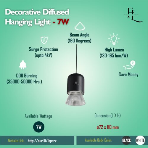 Decorative Diffused Hanging Light 7W