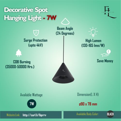 Decorative Spot Hanging Light 7W
