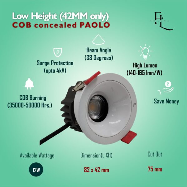Low height (42MM only) COB concealed PAOLO